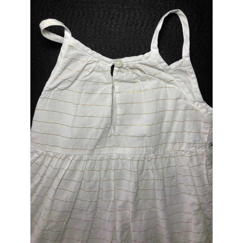 Old Navy Girls 4T White Gold Metallic Striped Tiered Sleeveless SunDress RN54023